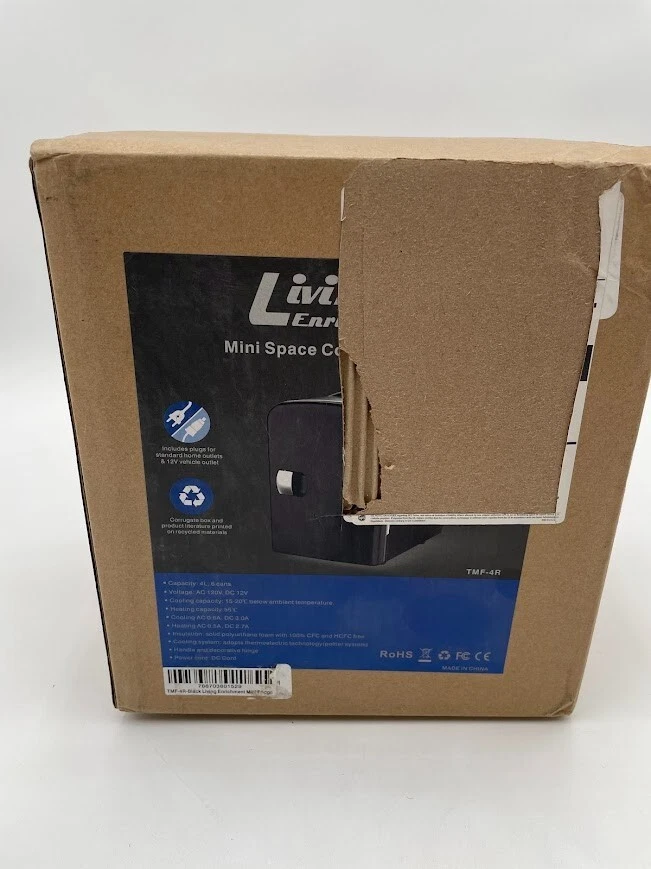 Living Enrichment 4L Black mini fridge New Sealed